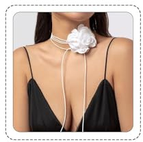 Bethynas Collana girocollo vintage con fiore gotico grande catena girocollo rosa lunga avvolgente in pelle cravatta floreale accessori per il collo da donna gioielli per feste nuziali per donne