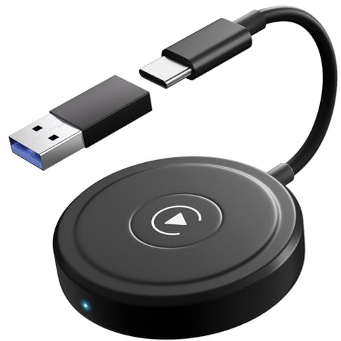 Wireless CarPlay Dongle - 5GHz WiFi, Bluetooth Adapter, Plug & Play, Supports iOS 10+