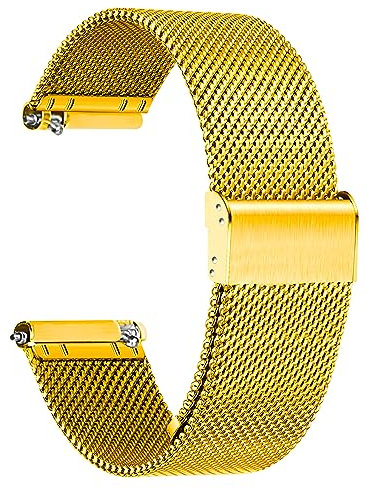 TStrap Metall Uhrenarmband Edelstahl Mesh - Gold Schnellverschluss Armband Uhren für Herren Damen - Weich Ersatz Smartwatch metallarmband Uhr - 18mm 20mm 22mm