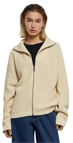 Urban Classics Damen Strickjacke Ladies Knitted Zip Cardigan Sand XXL