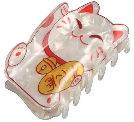 Pince à cheveux en acétate pour chat porte-bonheur - Accessoire de cheveux élégant pour femmes et filles - Motif requin - Joli chat - Pour queue de cheval