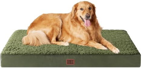 EHEYCIGA Orthopädisches Hundebett Grosse Hunde XL 112x81x9cm, Hundekissen Waschbar Flauschig, Hundematte Hundematratze für Kiste, Olive Grün