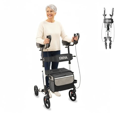 KMINA Arthritis Rollator mit Unterarmstützen, faltbar, bis 136 kg, Grau