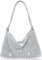 MUNSKT Damen Strass Crossbody Tasche Silber Clutch Geldbörse Bling Handtasche Glänzende Pailletten Schultertasche Diamant Kette Ideal für Lady Girl Abend Hochzeit Party Bankett Abschlussball