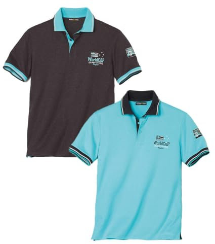 ATLAS FOR MEN - 2er Pack Poloshirt Herren - Poloshirt Herren mit Aufdruck - Herren Polos Kurzarm - Polo Herren - In großen Größen erhältlich