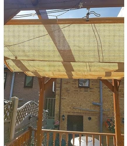 Retractable Wave Shade Sails, Pergola Roof Canopy Kits, HDPE Shade Cover Sliding Wire Awning Breathable Sun Protection for Outdoor Patio Deck, Custom (Color : Yellow, Size : 0.8x3m)