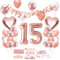 Luftballon 15. Geburtstag Roségold, Geburtstagsdeko 15 Jahr, Ballon 15. Geburtstag, Riesen Folienballon Zahl 15, Happy Birthday Folienballon 15, Ballon 15 Deko zum Geburtstag Frauen