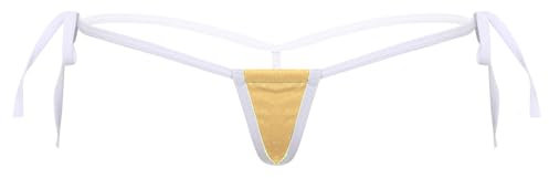 RUNQHUI Micro String Taille Basse Femme Sexy Mini Bikini G-String Ficelle sous-vêtement Bas de Maillot de Bain Type A Ecru Taille Unique