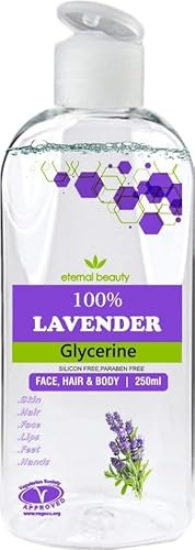 Lavender Glycerine 100% Pure, Vegan 250ml – Natural Hydrating Moisturizer for Face, Skin & Body – Soothing, Plant-Based Glycerine with Lavender Extract for Soft & Glowing Skin by Eternal Beauty
