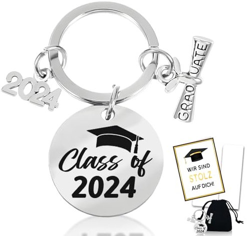 BOYATONG 2025 Schulabschluss Bachelor Geschenk, Graduierung Schlüsselanhänger Edelstahl mit Grußkarte, Abschluss Bestandene Prüfung Geschenk, Bachelor Abitur 2025 Geschenke für Mitschüler Freunde