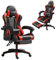 Frixovel Chaise Gaming, Siège de Bureau réglable, Fauteuil Gaming avec Repose-Pieds télescopique (Noir et Rouge)