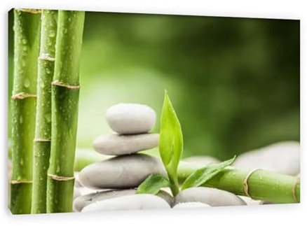 MYCGGDGH Tableau sur Toile Zen-Tableau Spa-Bambou-Zen Tableau Toile-Impression Sur Toile Décoration Murale Zen Moderne Art Poster 80x120cm(31x47in) Cadre intérieur