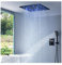 Duschsystem mit Thermostat Schwarz, LED Unterputz Duscharmatur Set Duscharmatur Komplettset Messing Dusche Regendusche Set Duschgarnitur mit 40cm Regendusche, 3 Modi Handbrause