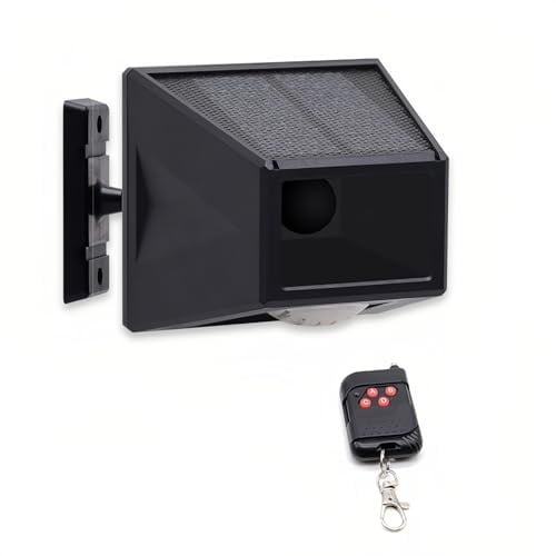 Lancoon Solar Alarm Bewegungsmelder-Detektor im Freien frei drehbar IP65 wasserdichte 129db Laute Sirene Lampe Strobe Licht mit Fernbedienung für Obstgarten Farm Scheune