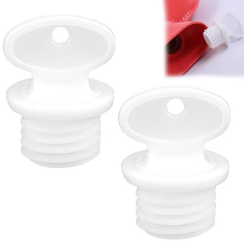 ZJIVQO 2PCS Hot Water Bag Stopper Replacement Plastic Sealing Stopper Hole Plug White Stopper for Hot Water Sack Hot Water Bag Hot Water Bottle，White