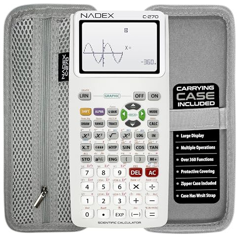 Scientific Calculator with Graphing, Includes Carrying Case, for College and High School Students, Calculus, Algebra, Geometry, Trigonometry, Statistics, Physics, Chemistry, White