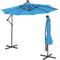 COSTWAY 3M Garden Cantilever Parasol, Outdoor Offset Banana Hanging Umbrella with 32/40 Solar-Powered LED Lights and Tilted Design, Sun Shade Canopy for Poolside, Deck & Patio (Blue)