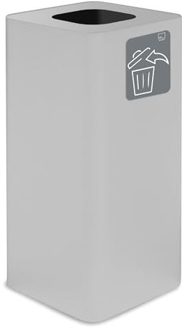Bonussi Pattumiera Per Raccolta Rifiuti 38x38xh80 cm In Acciaio Verniciato con Pittogramma Magnetico Bianco