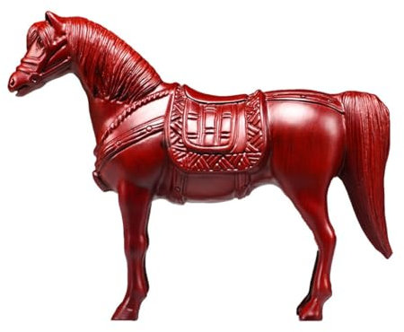 DIANXI Desktop-Figuren Rotes Holzschnitzerei-Pferde-Ornament, Mahagoni-Schnitzerei-Pferd, Heim-Wohnzimmer-Büro-Dekoration, Kunsthandwerk Home Decor Statuen(7.87in)