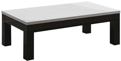 AltoBuy DEYTON - Table Basse L127cm Laquée Noir et Blanc Brillant