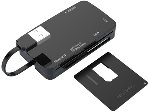 JMT 6-in-1 USB2.0 Smart-Kartenleser 480 Mbps CR337 kompatibel mit Micro SD MS M2 SD/MMC IC ID SIM CAC DNIE ATM Bankkarte