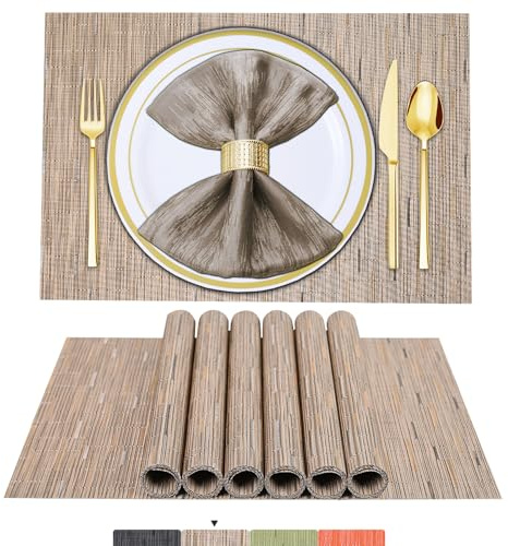 ARTAND Platzsets Abwaschbar 4er Set Vinyl Tischsets für Esstisch Küchen Platzset Dauerhaft PlatzdeckenTischzubehör -4er Set, 06 Braun