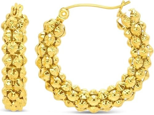 ARS-ARGENTI Creolen Ohrringe Damen Mädchen Sterling Silber 925 Gold 18K - hypoallergen (Edle breite Creolen KATHERINE Edelstahl 18K vergoldet 29x6mm)