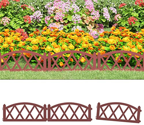 Rasenkanten 17 Stk., CIADAZ Beetumrandungen, Beeteinfassung, Grabumrandung, Zaun Garten, Beetzaun, Beetabgrenzung, Rot 10 m PP