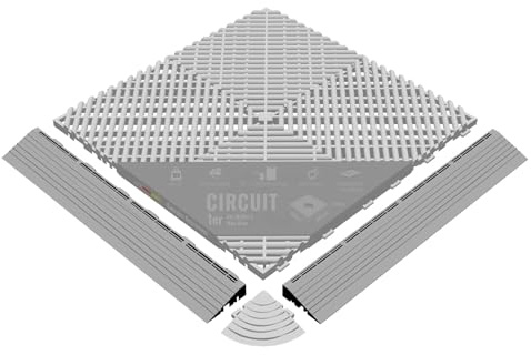 INDIVIDUALise your CAR Garagebodenfliesen - Rampenstück weiblich - Mice Grey - Rutschfest und wasserdurchlässig - Klickfliesen Platte - Garage Tile