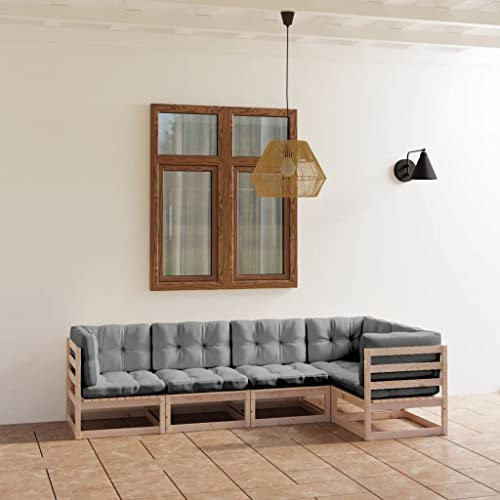 KATERYY 5-TLG. Garten-Lounge-Set mit Kissen Kiefer Massivholz,GartenLoungeSet aus massivem Kiefernholz Gemütliche Sitzecke für Entspannung und Geselligkeit