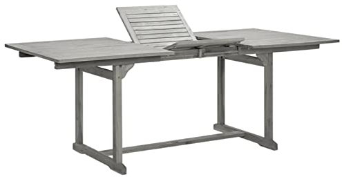 Outdoor Esstisch Set Ausziehbar Akazienholz Terrassenmöbel Grau 200x100x75cm