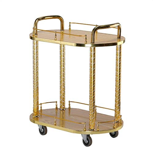 Moderner goldener Art-Deco-Barwagen mit Rollen, 2-stöckiger Serviertisch für Getränke und Aufbewahrung, perfekt für Partys und Heimdekoration.
