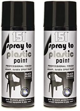 Sconosciuto Spray to Plastic Paint Professional Finish Smooth Durable Spray Paint 400ml Gloss (Black) (Pack of 2)