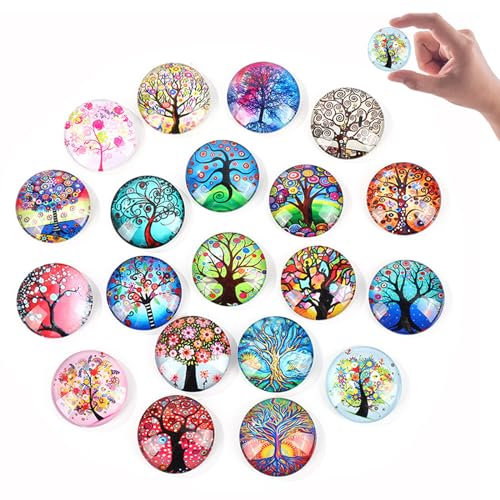 20 Stück Bunte Runde Glas-Kühlschrankmagnete, Baum des Lebens Kühlschrankmagnete für Kühlschränke, Klassenzimmer, Kinderzeichnungen, Fotos, Karten