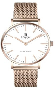 Weayege Armbanduhren für Damen - Analog Quarz Luxus Uhren Mit Lederband, Wasserdichte Mode Kreative Armbanduhr