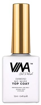 VINA Diamond No Wipe Top Coat, Professional UV/LED Soak-Off Gel Polish, 12ml