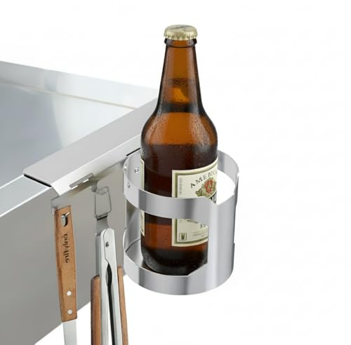 onlyfire Edelstahl Magnetischer Grillhaken mit 4 Haken, Getränkering und 2 Flaschenöffner, Gasgrill Zubehör, Grillbesteck Halter Magnetisch, Gasgrill Getränkehalter, 9KG Traglast