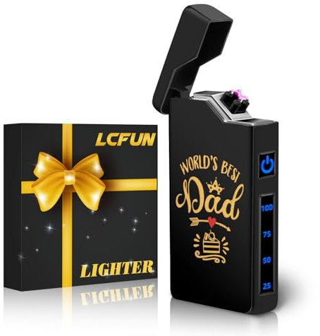 Dad Birthday Gifts: Electric Arc Plasma Lighter USB C Rechargeable, Cool Windproof Lighter for Men, Pocket Size Easy To Carry, Great for Camping and Hiking (Black)
