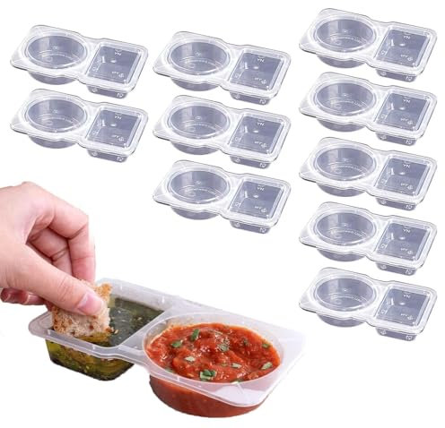 zukent 10Pack Reusable Snack Container - Reusable Snack Containers with Lids, Snacks Pack Containers 2 Compartments, Thickened and Portable Sauce Condiment and Dip Container for Picnic, Work, Lunch