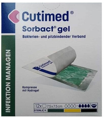 CUTIMED Sorbact Gel Kompressen 7,5x7,5 cm 12 St