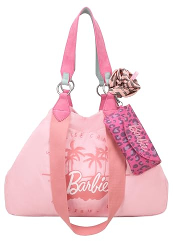 Fritzi Izzy Medium Malibu Denim Limited Barbie Shoulder Bag Recycelter Denim Baumwollmix Damen Schultertasche Handtasche Alltag Reisen Freizeit mit Druckknopf 30 x 43 x 16 cm – Blau, Rosa, Schwarz