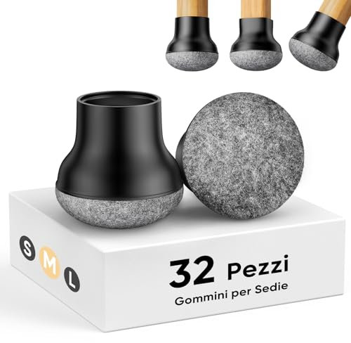 BKXCHA Schutzkappen für Stuhlbeine Bodenschutz, 32 Stück Silikon Stuhlbeinkappen Rund Schwarz Stuhlbeinschoner, Reduziert Lärm, Chair Leg Floor Protectors für Runde Quadratische Stuhlbeine 19-24mm