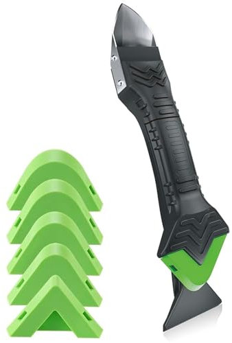 Caulking Tool 3 in 1 Sealant Finishing Tool, Silicone Caulking Tool Kit, Bathtub Caulk with Stainless Head, Caulk Remover Glass Glue Angle Scraper for Bathroom, Kitchen, Floor, Window, Sink Joint