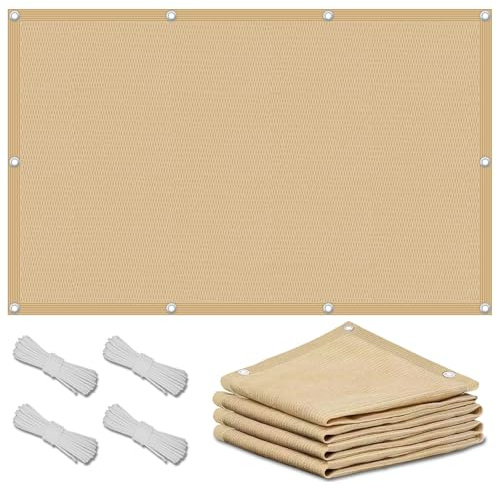 Filet d'ombrage pour toit de terrasse, extérieur, résistant aux UV, respirant, pour pergola, jardin, balcon, tissu d'ombrage, 3 x 4 m, beige