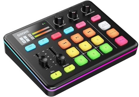 G1 Pro Gaming Audio Mixer: RGB-Audio-Interface mit Bluetooth, XLR/48V Phantomspeisung, Fader- & Mute-Regler für Live-Streaming, Podcasting, Gaming (PC/Konsole) – Nicht für USB-Mikrofone geeignet