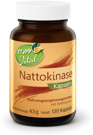 KOPP Vital® Nattokinase Kapseln hochdosiert mit 2000 FU | 27 g | 1 x 120 Kapseln | aus fermentierten Sojabohnen | GMO-frei | vegan | natürliche Akazienfasern als Ballaststoffquelle