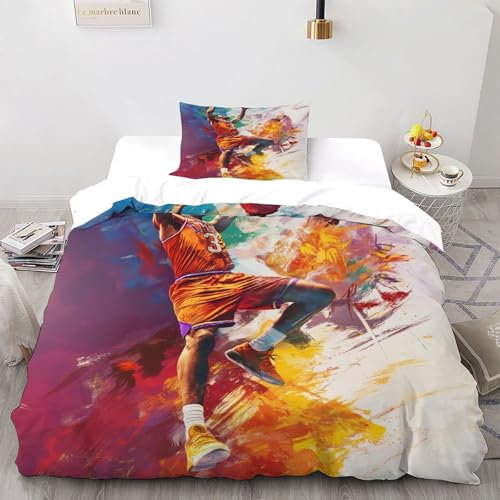 ASOERISMB Slam Dunk Bettbezug Kinderbettwäsche-Set Reißverschluss Mit Kissenbezug Sportstil Betten Set Für Jugendliche Kinder Schlafzimmer Single（135x200cm）