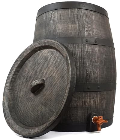 Regentonne Wasserfass Regenfass Wein Optik 140 Liter Barrik 3/4 Auslaufhahn