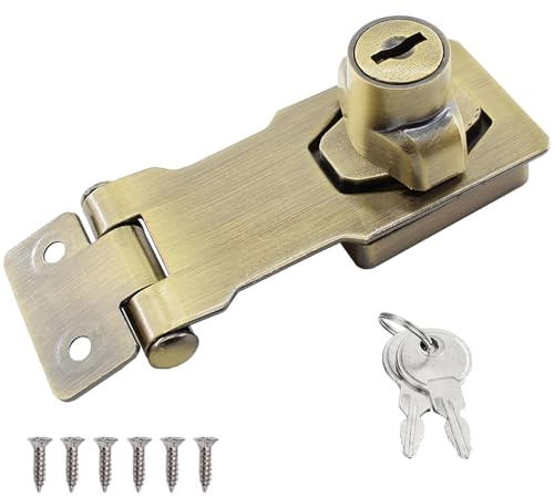 Wopanxye Serratura a cerniera da 10,2 cm con chiavi, chiusura di sicurezza in acciaio inox, per garage, cancelli, armadi, cassetti, armadi, armadi, camera da letto, bronzo