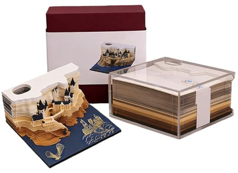 VELAJA 3D Kalender 2026, 3D Abreißkalender Magic Castle Wochenplaner, DIY Papierskulptur Schreibtisch Dekoration Büro Organizer mit Geschenkbox